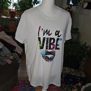White Graphic Tee with Colorful Print